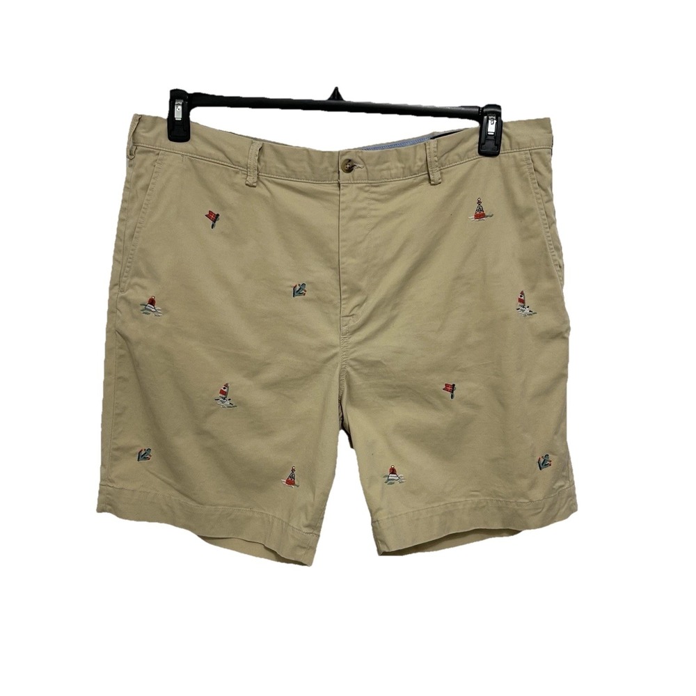 Polo Ralph Lauren Men's Beige Classic Chino Shorts Nautical AOP Embroidery Sz 40